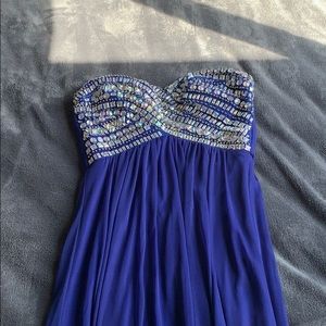 blue prom dress with rhinestones